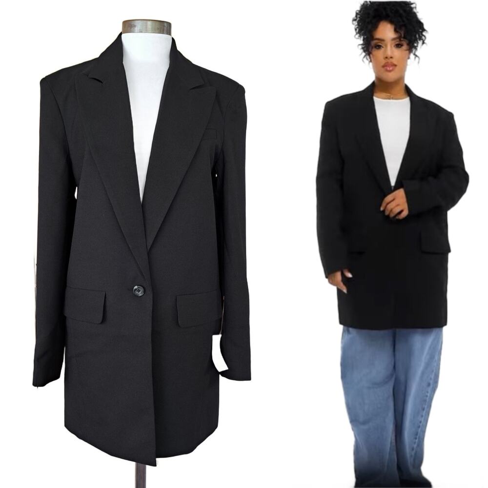 NEW ASOS Design Perfect Longline Black Jacket Blazer Size 6 US Modern Minimalist